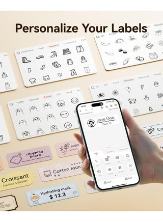 D110-M Label Maker Machine Bluetooth Label Printer for School Home Office Organization, Wireless Mini Labeler D110 Upgraded Version, Label Machine with Label, White - view 5